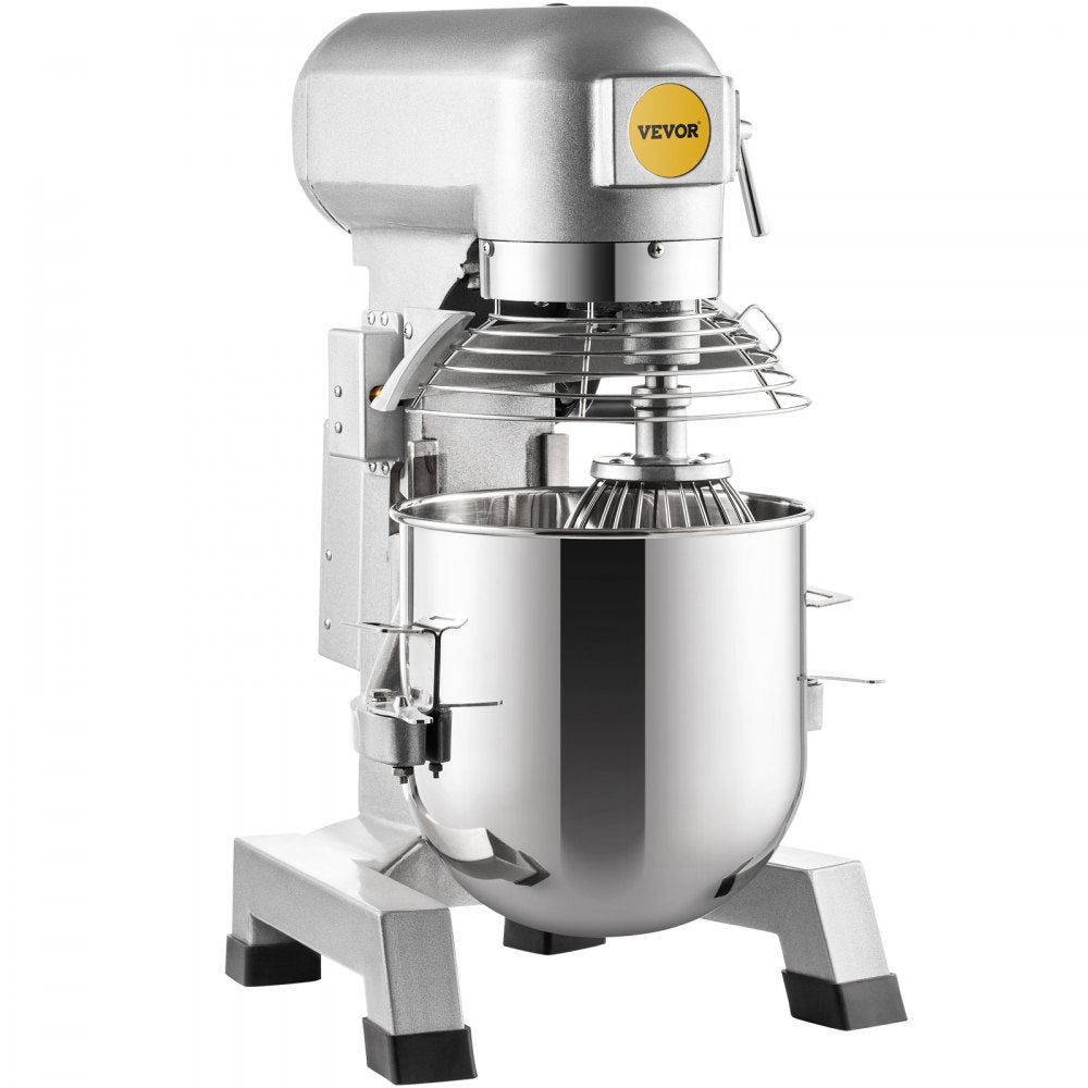 VEVOR Commercial Stand Mixer, 15Qt Stainless Steel Bowl, 500W Heavy Duty Electric Food Mixer with 3 Speeds Adjustable 113/184/341 RPM, Dough Hook Whisk Beater Included, Perfect for Bakery Pizzeria 