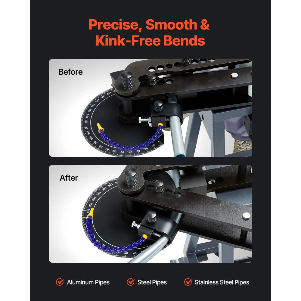 VEVOR Electric Tube Bending Machine, 750W Electric Tubing Bender with 6L Hydraulic Cylinder, Movable Pipe Bender Machine with Casters, 3 Dies & 180° Max Bending Angle, Suitable for 3/4 to 2 inch Pipes 