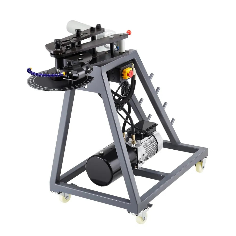 VEVOR Electric Tube Bending Machine, 750W Electric Tubing Bender with 6L Hydraulic Cylinder, Movable Pipe Bender Machine with Casters, 3 Dies & 180° Max Bending Angle, Suitable for 3/4 to 2 inch Pipes 