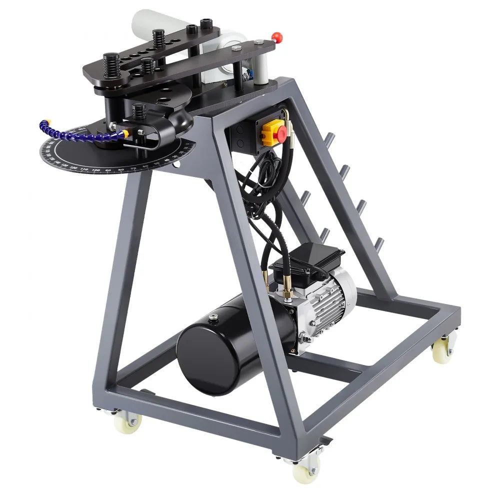 VEVOR Electric Tube Bending Machine, 750W Electric Tubing Bender with 6L Hydraulic Cylinder, Movable Pipe Bender Machine with Casters, 3 Dies & 180° Max Bending Angle, Suitable for 3/4 to 2 inch Pipes 