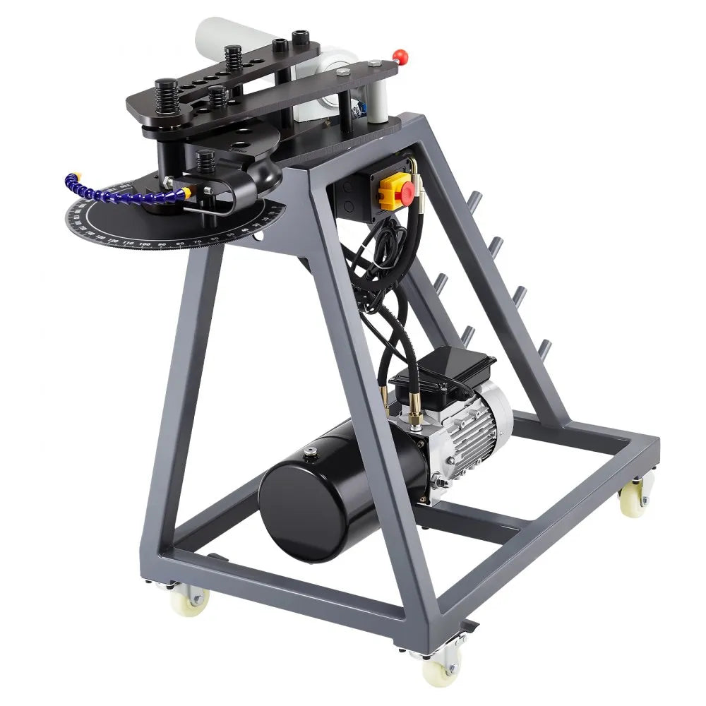VEVOR Electric Tube Bending Machine, 750W Electric Tubing Bender with 6L Hydraulic Cylinder, Movable Pipe Bender Machine with Casters, 3 Dies & 180° Max Bending Angle, Suitable for 3/4 to 2 inch Pipes 