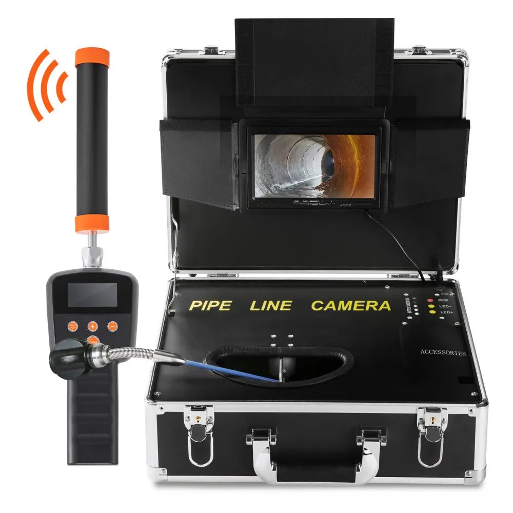 VEVOR Sewer Camera with 512Hz Locator, 131 ft/40 m, 7" Pipeline Inspection Camera with DVR Function, IP68 Camera with 12 Adjustable LEDs, A 16 GB SD Card for Sewer Line, Home, Duct Drain Pipe Plumbing