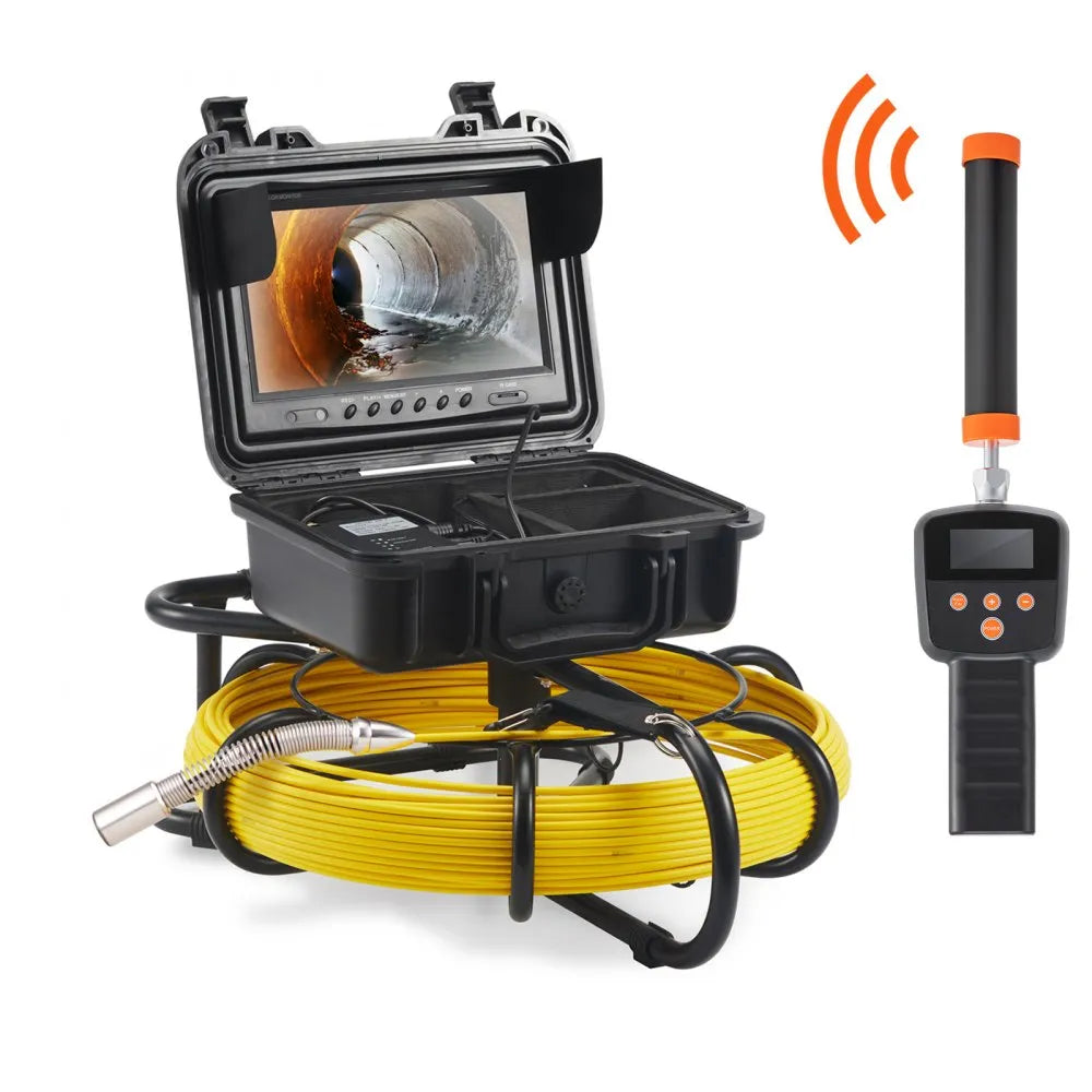 VEVOR Sewer Camera with 512Hz Locator, 9" Pipeline Inspection Camera w/DVR Function, Waterproof IP68 Camera w/12 Adjustable LEDs, A 16G SD Card, Applied in Sewer Line, Home, Duct Drain Pipe Plumbing