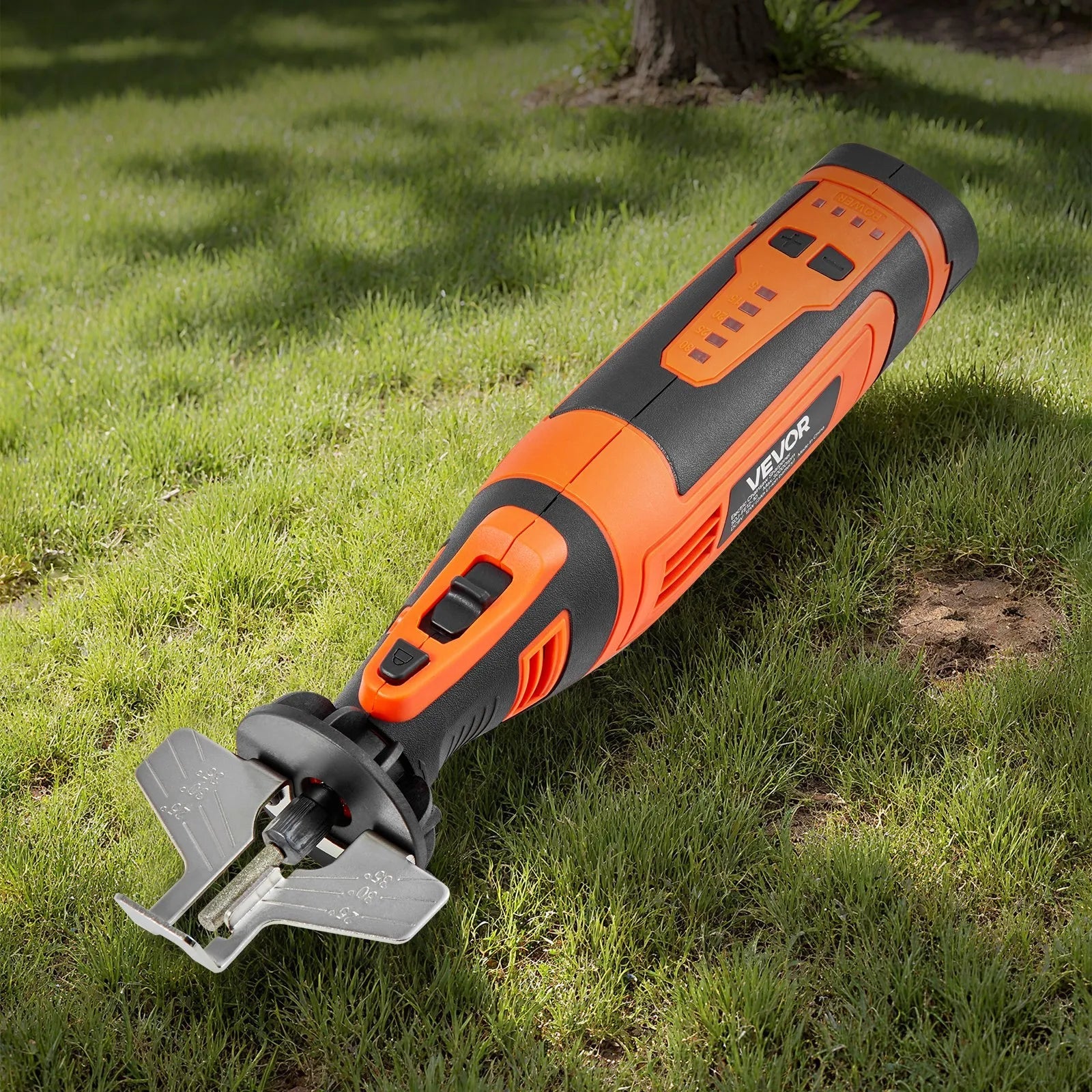 VEVOR Cordless Chainsaw Sharpener, 5-Speed Adjustable Electric Saw Chain Sharpener 5000-30000 RPM, Rechargeable Handheld Chainsaw Sharpening Tool with 4 Sharpening Heads & Angle Guide Attachment 