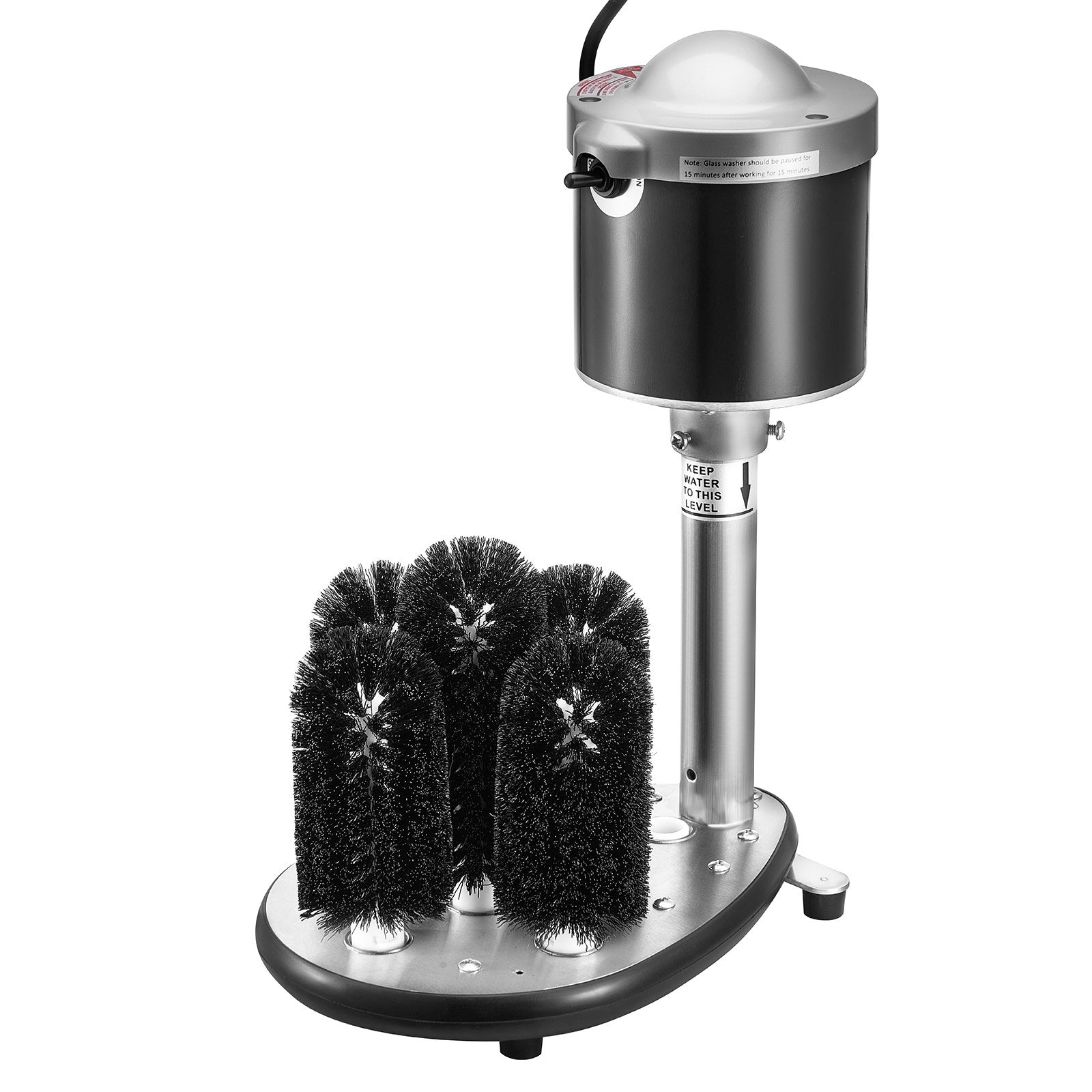 VEVOR Electric Glass Washer 5-Brush Bar Glass Cleaner 600 Cups/H for Wine Glass 