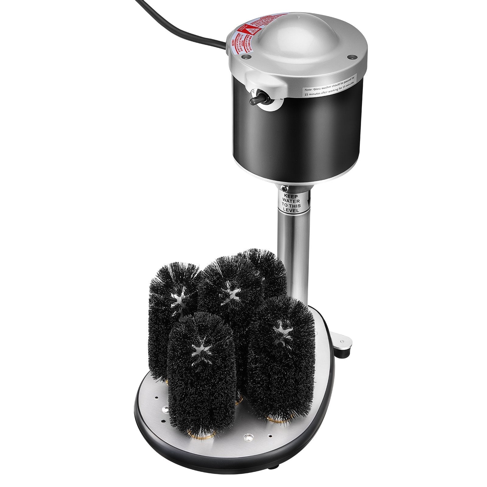VEVOR Electric Glass Washer 5-Brush Bar Glass Cleaner 600 Cups/H for Wine Glass 
