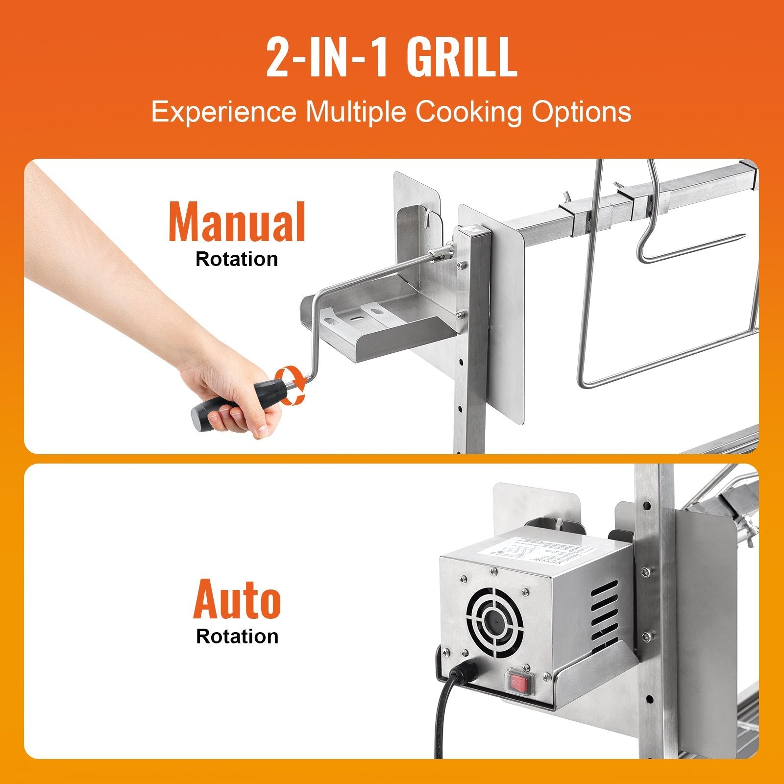 VEVOR Roaster Spit Rotisserie BBQ Grill Pig Lamb Chicken Roaster 42W 135LBS 