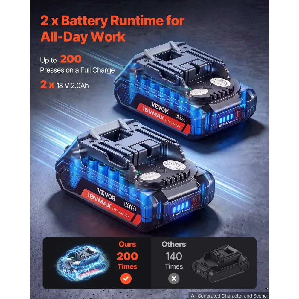 18V Electric Press Tool for Copper Pipes – 24KN Brushless Pipe Crimping Tool with 4 VUS Jaws, 2 Batteries & Toolbox