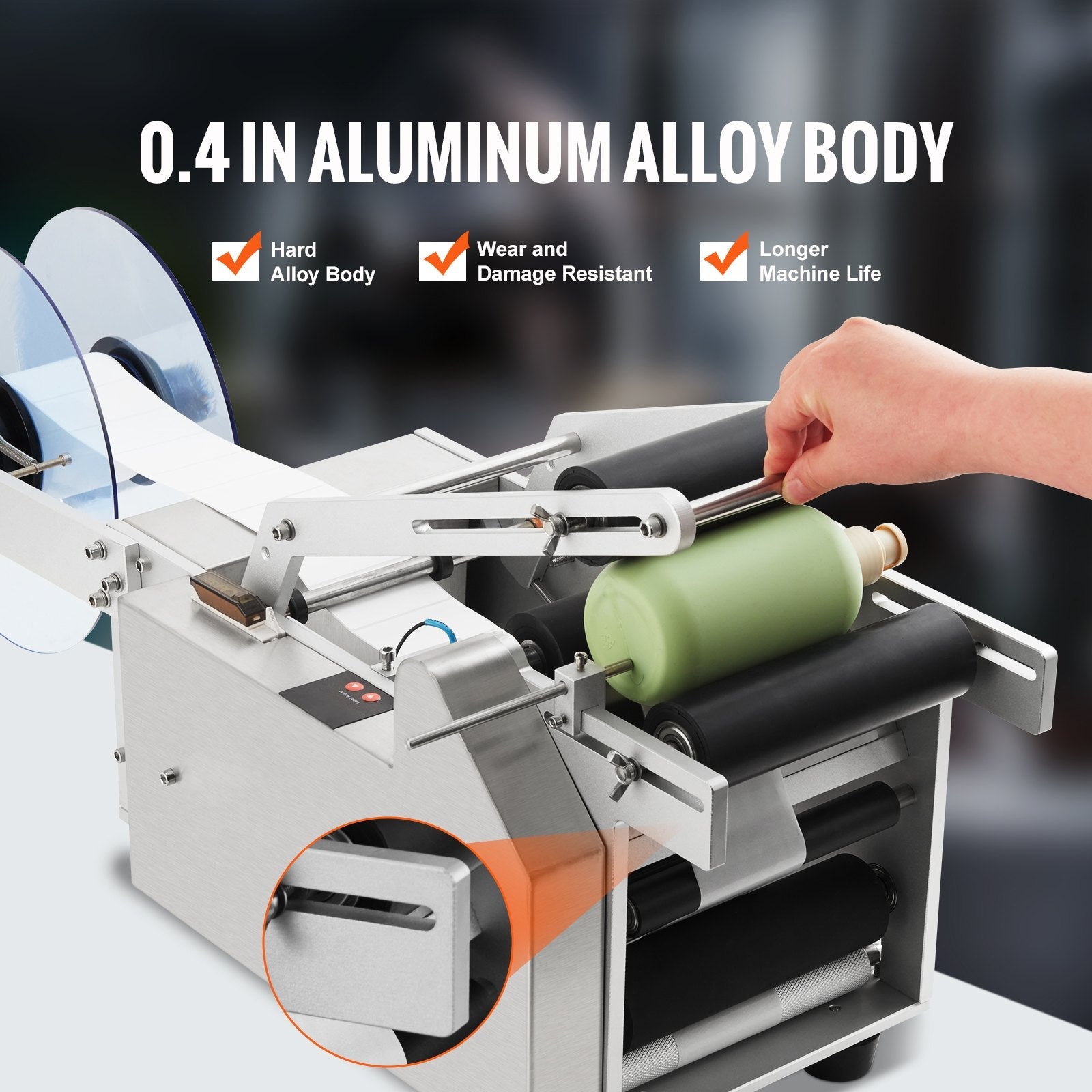 VEVOR Semi-Automatic Round Labeling Machine, 20-50pcs/min, Electric Bottle Label Applicator for Round Bottles, Round Bottle Labeler Suitable for Bottle Diameter 0.78-4.72 inches (with Pressing Bar) 