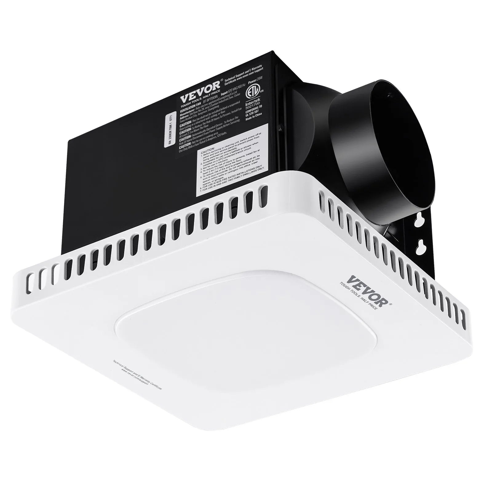 VEVOR Bathroom Exhaust Fan, 110 CFM High-Efficiency Ventilation, 1.5sones Low Noise Operation All-Copper Motor, Energy-Saving Bathroom Ceiling Fan, No Need For Attic Access, For Various Ceilings