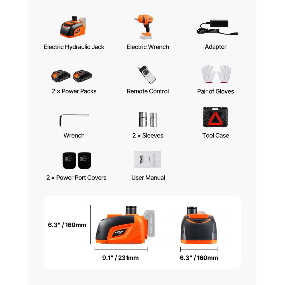 VEVOR Electric Car Jack 5 Tons /11000 lbs Portable Jack kit with Remote Control 