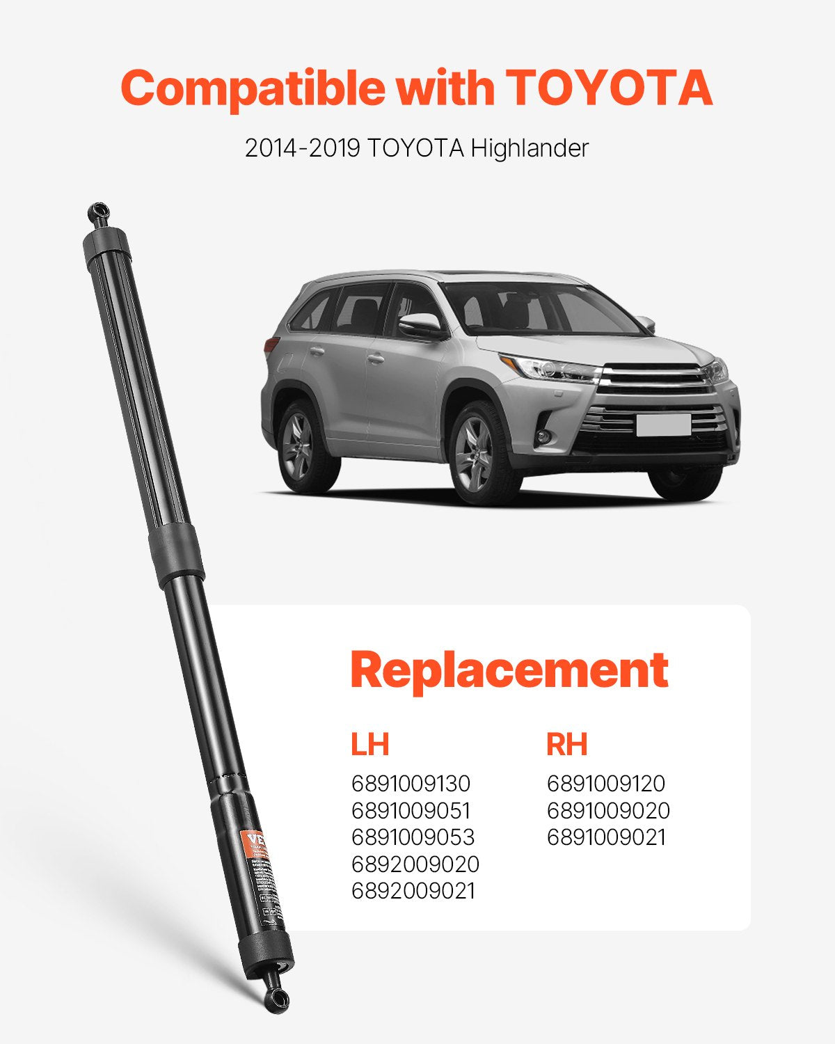 VEVOR 2PCS Rear Liftgate Power Struts Compatible with 2014-2019 Highlander 