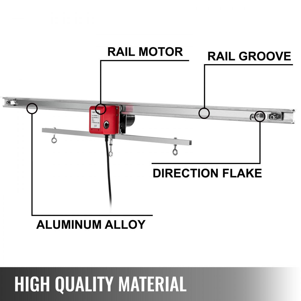 VEVOR Adjustable Indoor Grow Light Mover, 10.8 ft Light Rail Mover Kit 10 r/min, Mover Motor w on/off Button, Three Moving Rails, 0-120 Second Adjustable Time Delay, for Hydroponic Lighting System 