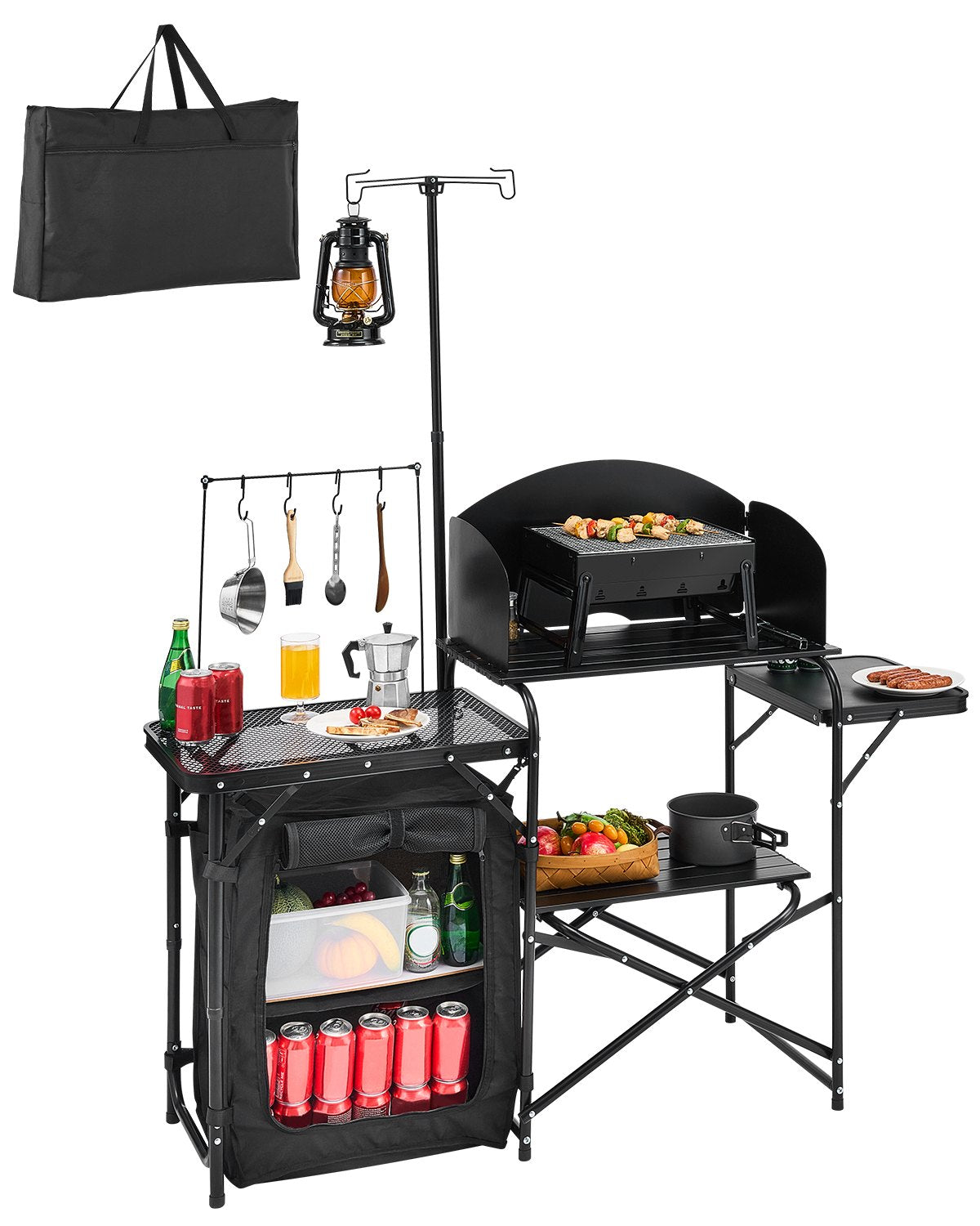 VEVOR Camping Kitchen Table Portable Outdoor Cook Station Storage Aluminum 