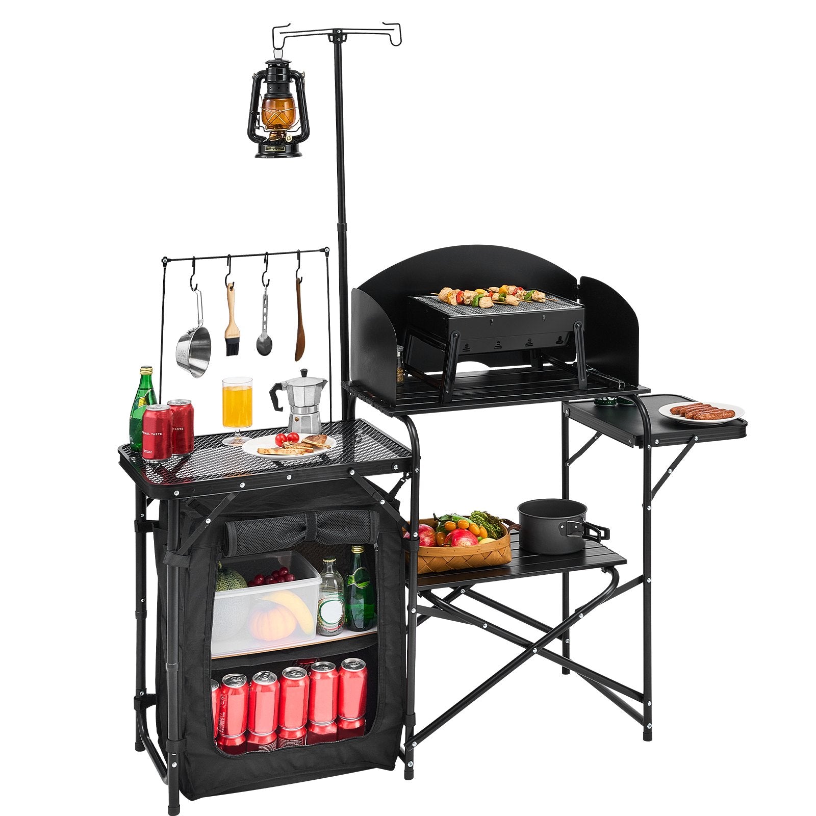 VEVOR Camping Kitchen Table Portable Outdoor Cook Station Storage Aluminum 