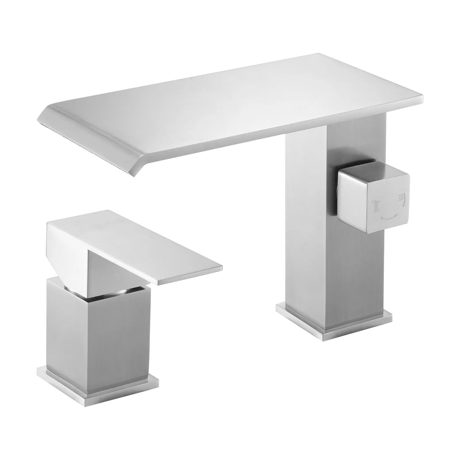 VEVOR Roman Tub Faucet, 3 Hole Waterfall Bathtub Faucet, Roman Bathtub Faucets Set with Shower Head & 1 Handle, Deck Mount Bath Tub Faucets Set for Adult Bathing, Brushed Stainless Steel, Drip-Free 