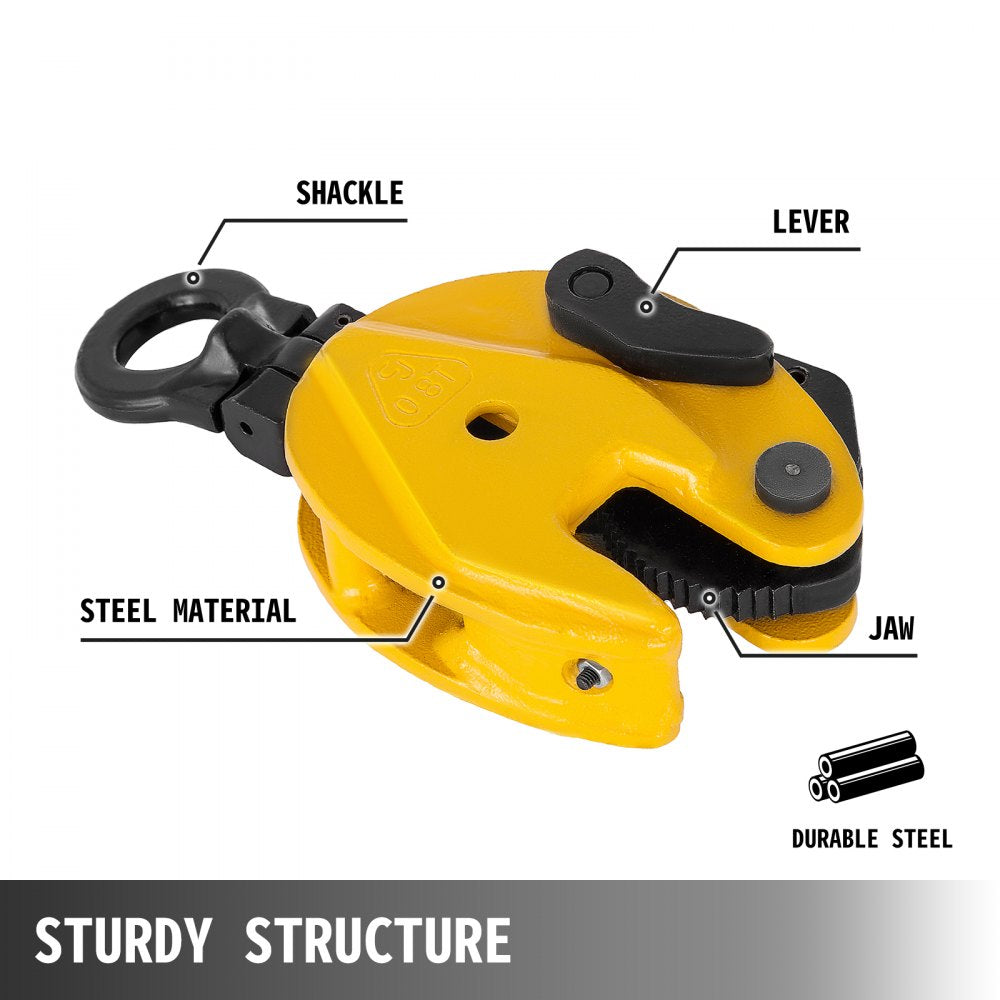 Lifting Clamp Vertical Plate Clamp 1760Lbs/0.8T Industrial Steel Plate Clamp 