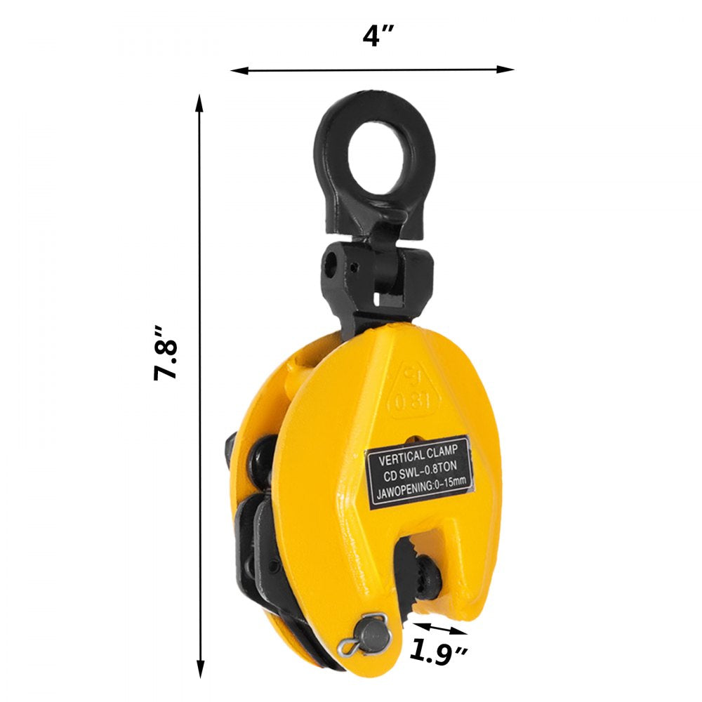 Lifting Clamp Vertical Plate Clamp 1760Lbs/0.8T Industrial Steel Plate Clamp 