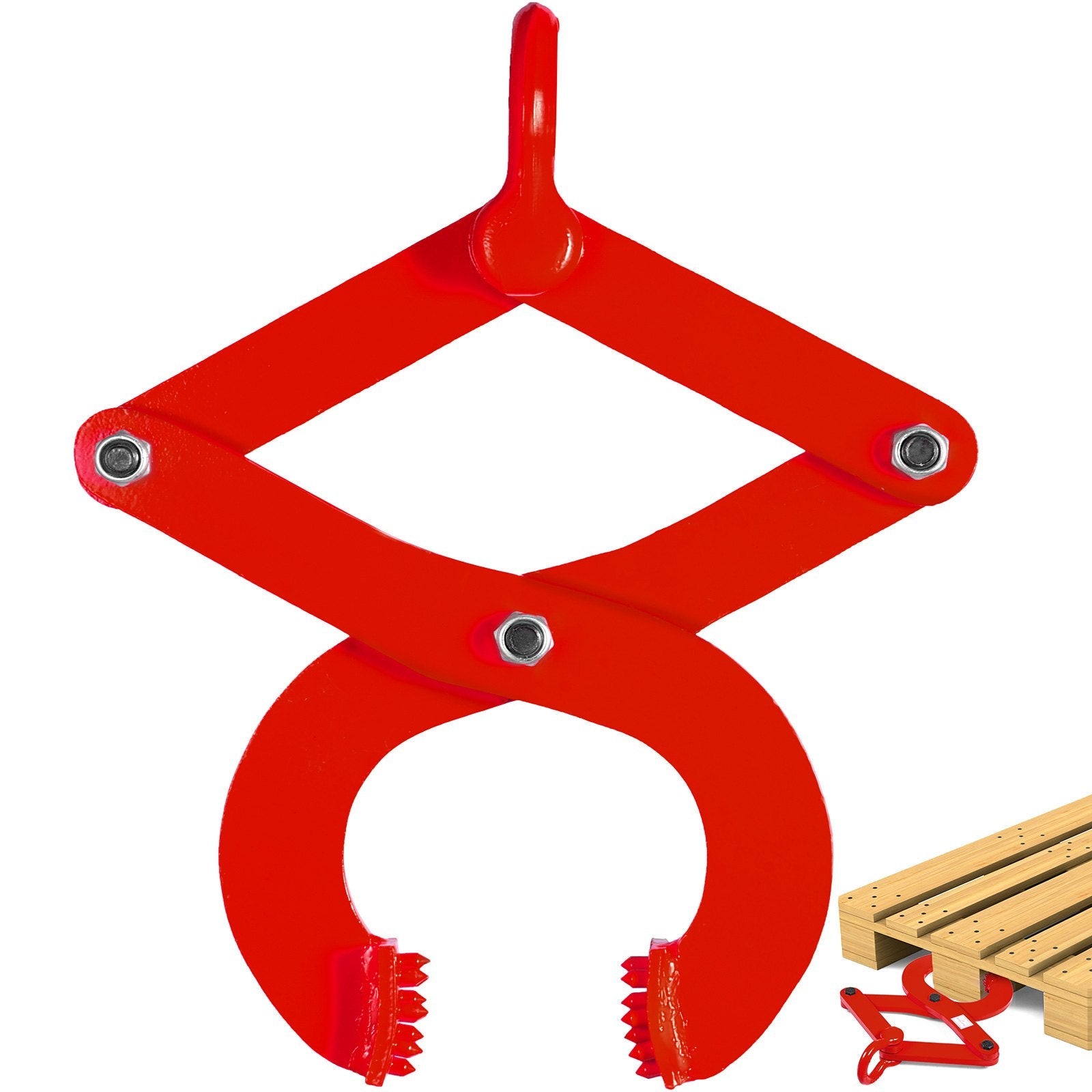 VEVOR Pallet Puller, 1T Steel Single Scissor Red Clamp with 2205 LBS Load Capacity Grabber, 4.3 Inch Jaw Opening and 0.5 Inch Jaw Height, Hook Pulling Hoisting Tool for Forklift Chain 