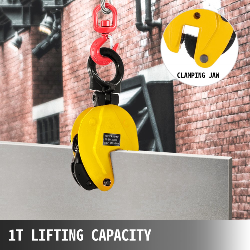 VEVOR 1T Plate Clamp 2204Lbs Plate Lifting Clamp Jaw Opening 0.6 inch Vertical Plate Clamp for Lifting and Transporting 