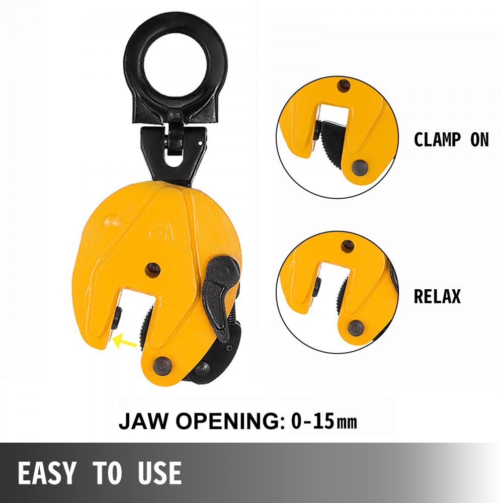 VEVOR 1T Plate Clamp 2204Lbs Plate Lifting Clamp Jaw Opening 0.6 inch Vertical Plate Clamp for Lifting and Transporting 