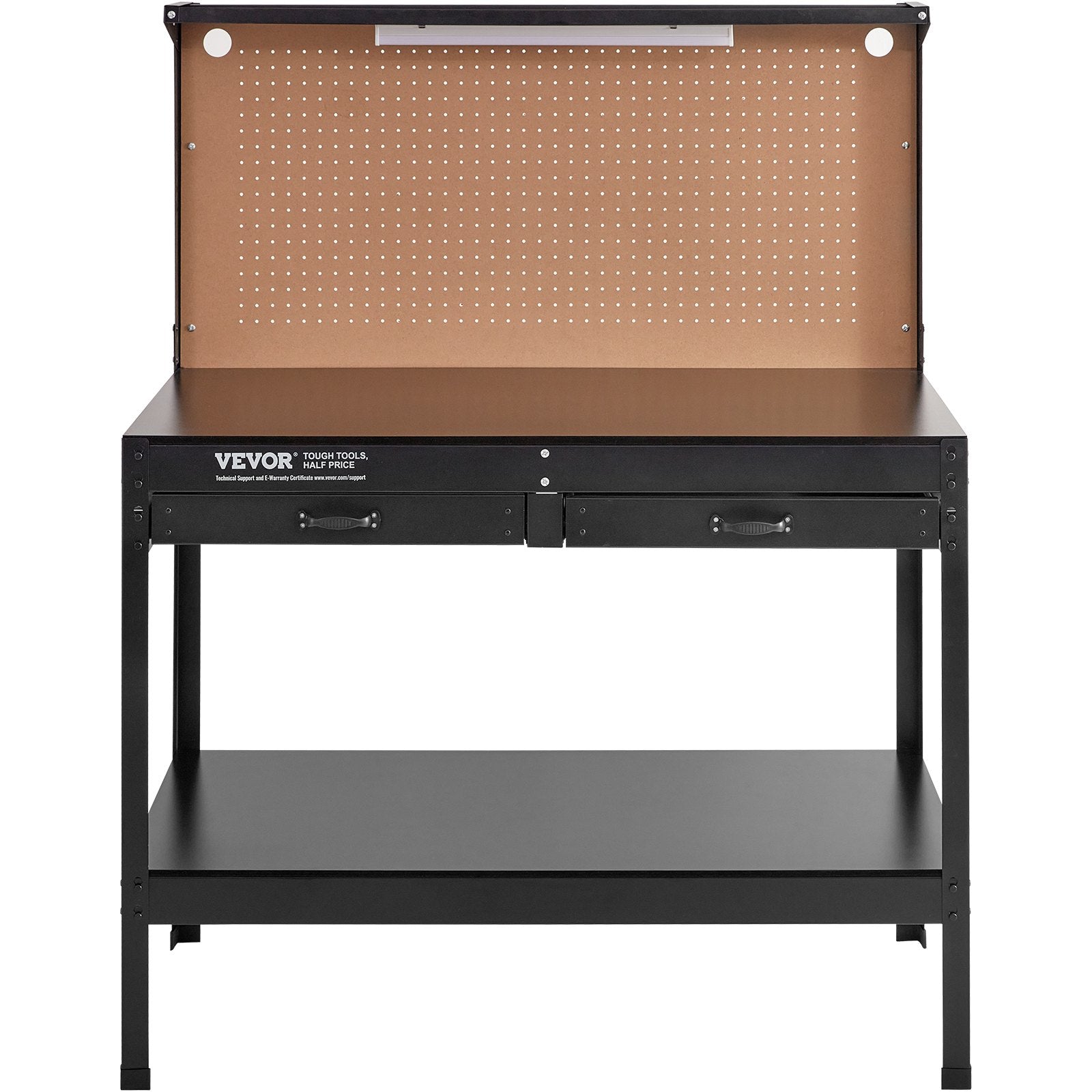 VEVOR Workbench A3 Steel Work Bench For Garage max. 1500W Heavy Duty Workbench 220lbs Weight Capacity 0.47" Bench top Thickness Hardwood Workbench 1.5m Cable 4xAC outlets 2xUSB ports 30xHooks 