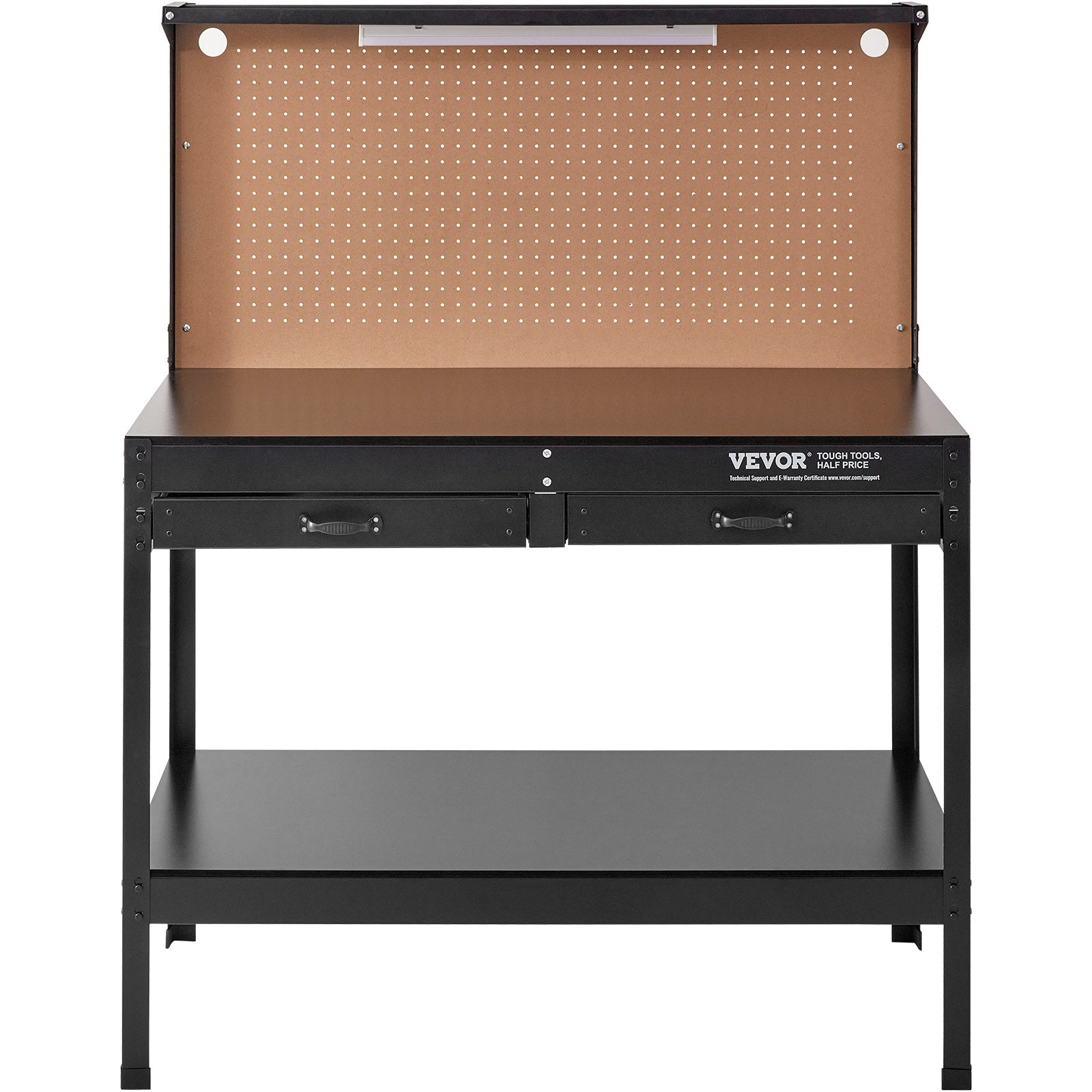 VEVOR Workbench A3 Steel Work Bench For Garage max. 1500W Heavy Duty Workbench 220lbs Weight Capacity 0.47" Bench top Thickness Hardwood Workbench 1.5m Cable 4xAC outlets 2xUSB ports 30xHooks 