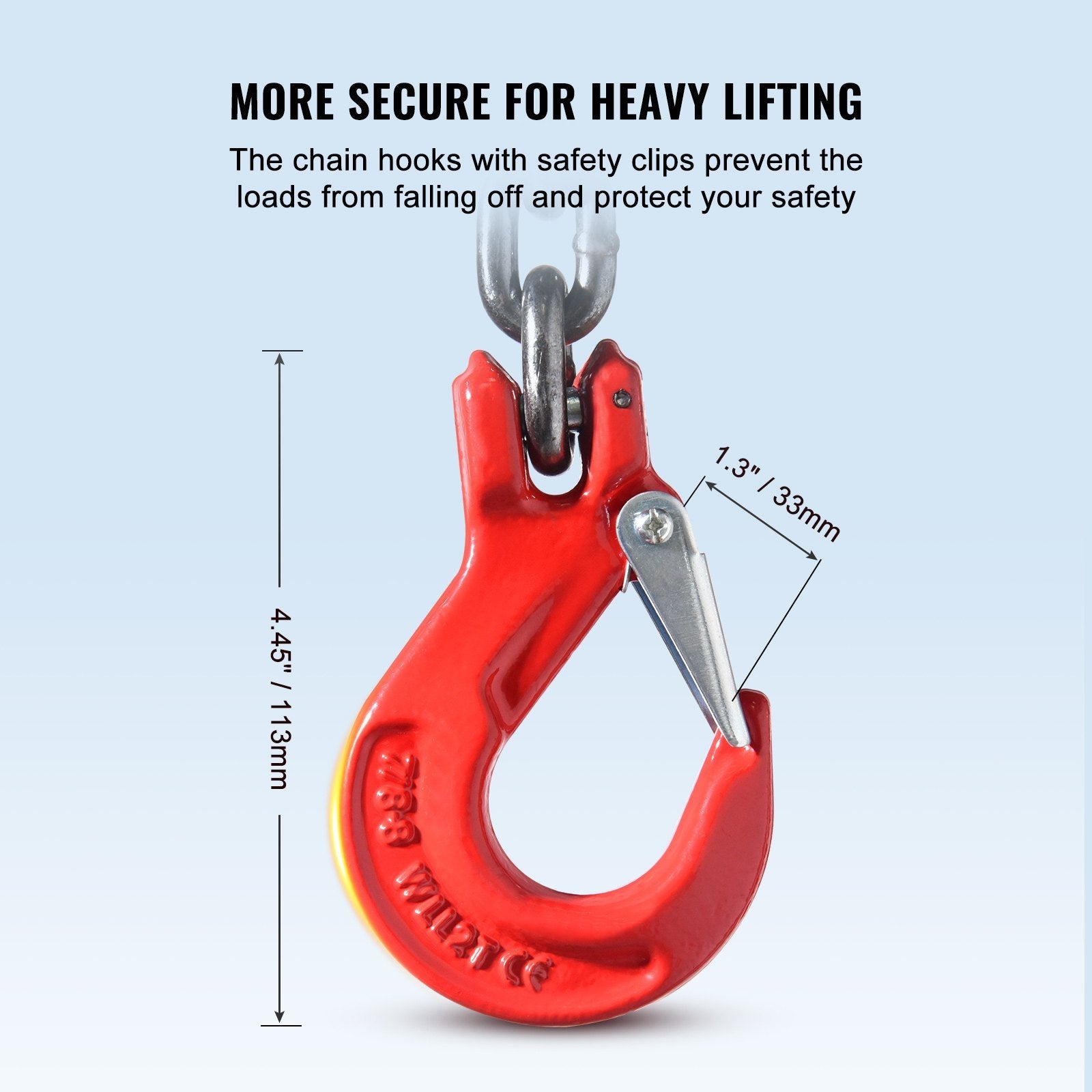 VEVOR 5/16" x 5' Chain Sling 2 Legs G80 Lifting Chain with Grab Hooks 6600 lbs 