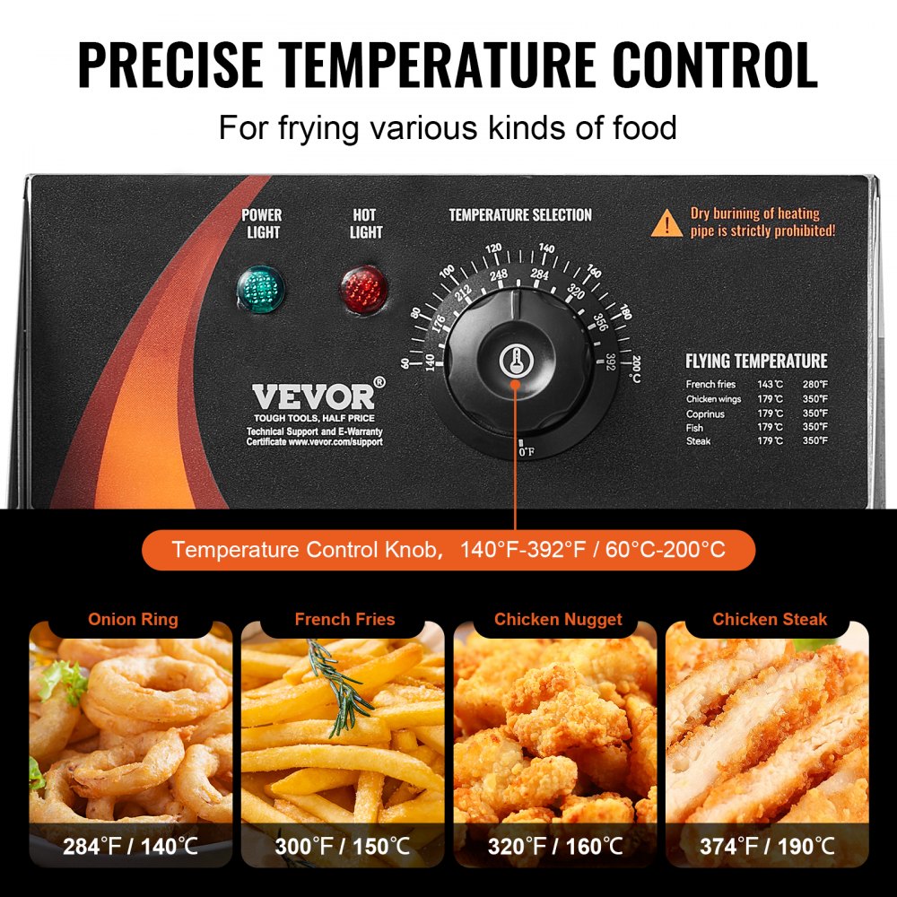 VEVOR Commercial Electric Deep Fryer Countertop Deep Fryer 3000W 18Qt / 17L 