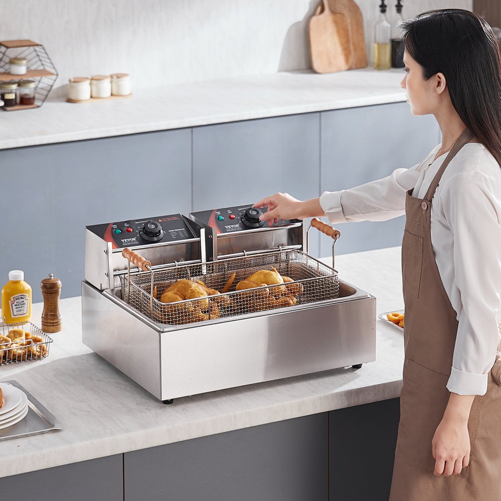 VEVOR Commercial Electric Deep Fryer Countertop Deep Fryer 3000W 18Qt / 17L 