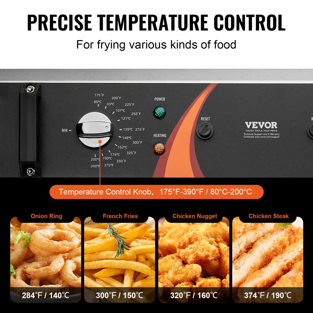 VEVOR Commercial Electric Deep Fryer Countertop Deep Fryer 3000W 30.6Qt / 29L 