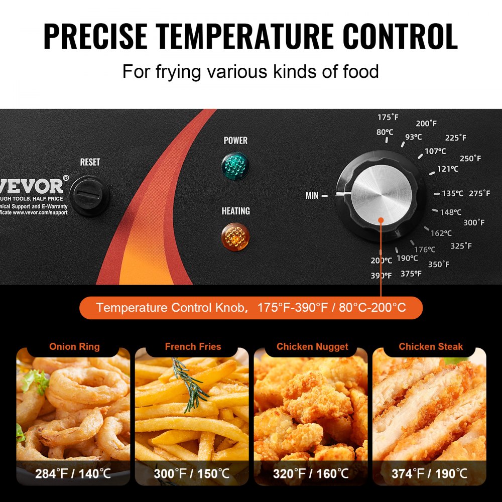 VEVOR Commercial Electric Deep Fryer Countertop Deep Fryer 1750W 12Qt / 11.5L 