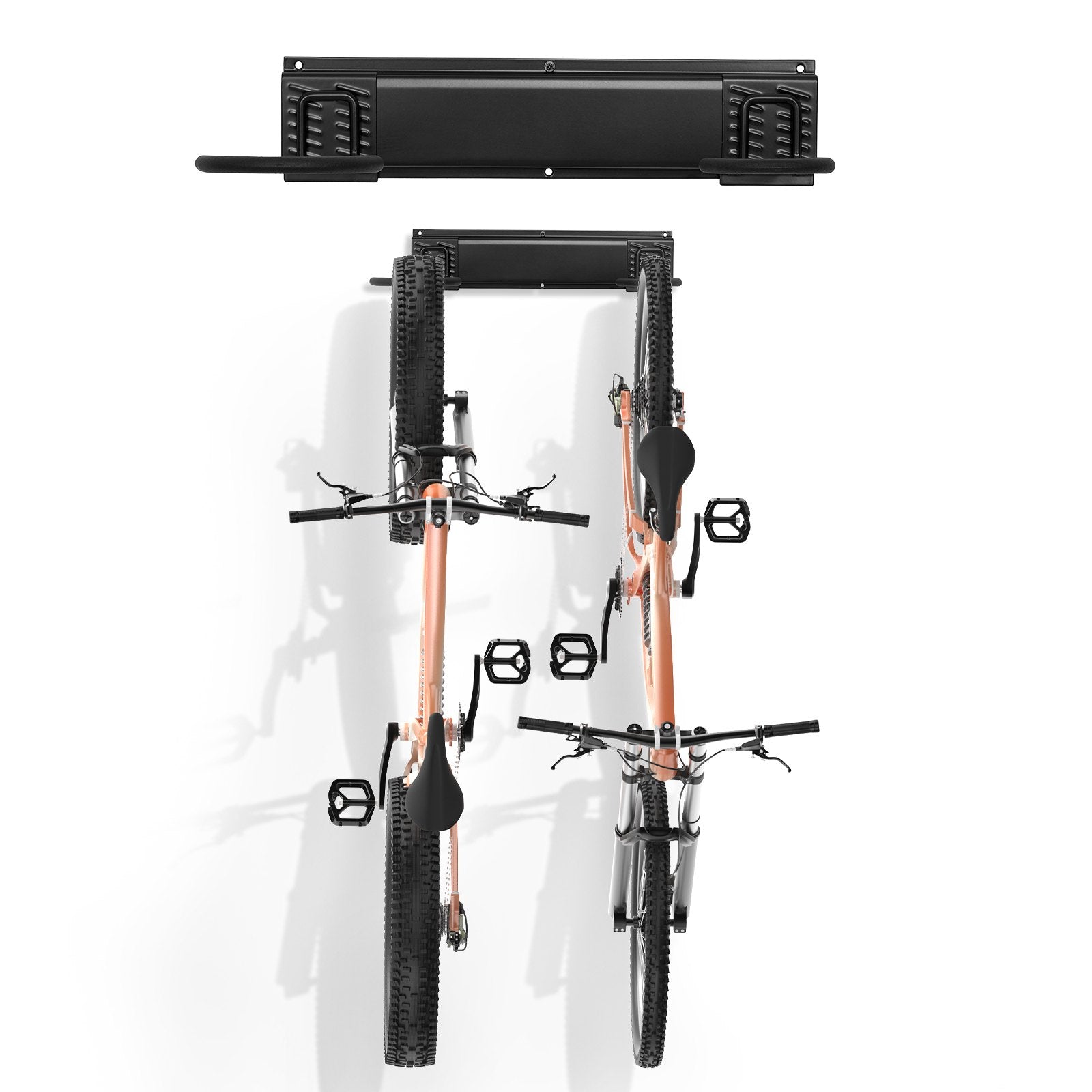 VEVOR Bike Storage Rack, 2 Bike Racks, Wall Mount Bike Storage Hanger, Home and Garage Organizer, Customizable for Various Bike Sizes, Adjustable Holder for Space Saving, Holds Up to 100 lbs, 17-inch 