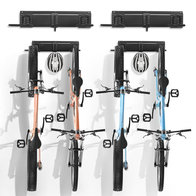 VEVOR Bike Storage Rack, 4 Bike Racks and 2 Helmets Hooks, Wall Mount Bike Storage Hanger, Home & Garage Organizer, Customizable for Various Bike Sizes, Adjustable Holder, Holds Up to 200 lbs, 36-inch 
