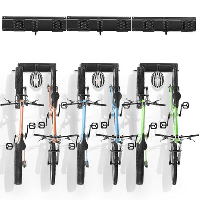VEVOR Bike Storage Rack, 6 Bike Racks and 3 Helmets Hooks, Wall Mount Bike Storage Hanger, Home & Garage Organizer, Customizable for Various Bike Sizes, Adjustable Holder, Holds Up to 300 lbs, 51-inch 