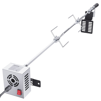 VEVOR Universal Grill Rotisserie Kit for Grills, Electric BBQ Grill with 110V 9W Motor, Stainless Steel Automatic Grilling Kit, Heavy Duty 32"/39" Hexagon Spit Rod, 26 lbs Capacity Grill Attachment 
