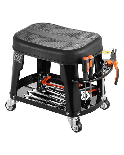 VEVOR Mechanic Stool Rolling Workshop Seat 300 lbs Load with Wheels & Tool Tray 