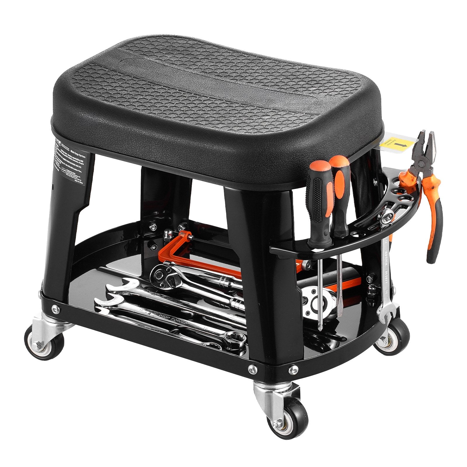 VEVOR Mechanic Stool Rolling Workshop Seat 300 lbs Load with Wheels & Tool Tray 