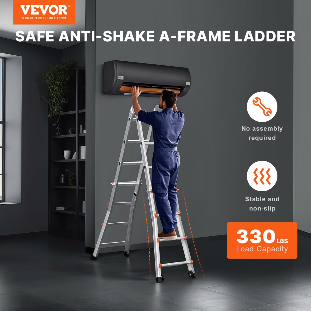 VEVOR Telescoping Ladder A Frame 13 FT Extension Multi-Function for Homework 