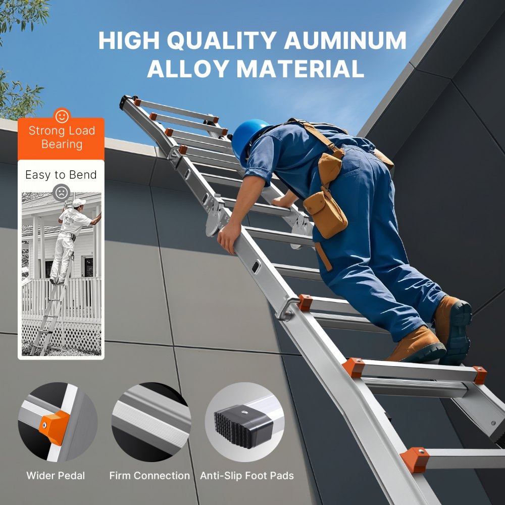 VEVOR Telescoping Ladder A Frame 19 FT Extension Multi-Function for Homework 