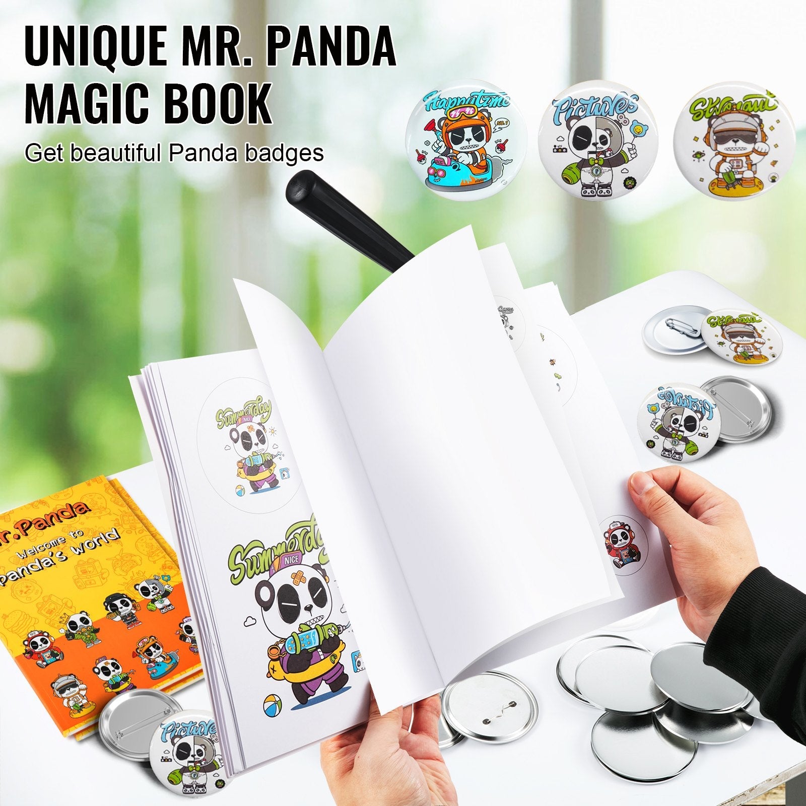 VEVOR Button Maker Machine, Multiple Sizes 1+2.25 Inch Badge Punch Press Kit, Children DIY Gifts Pin Maker, Button Making Supplies with 500pcs Button Parts & Circle Cutter & Magic Book 