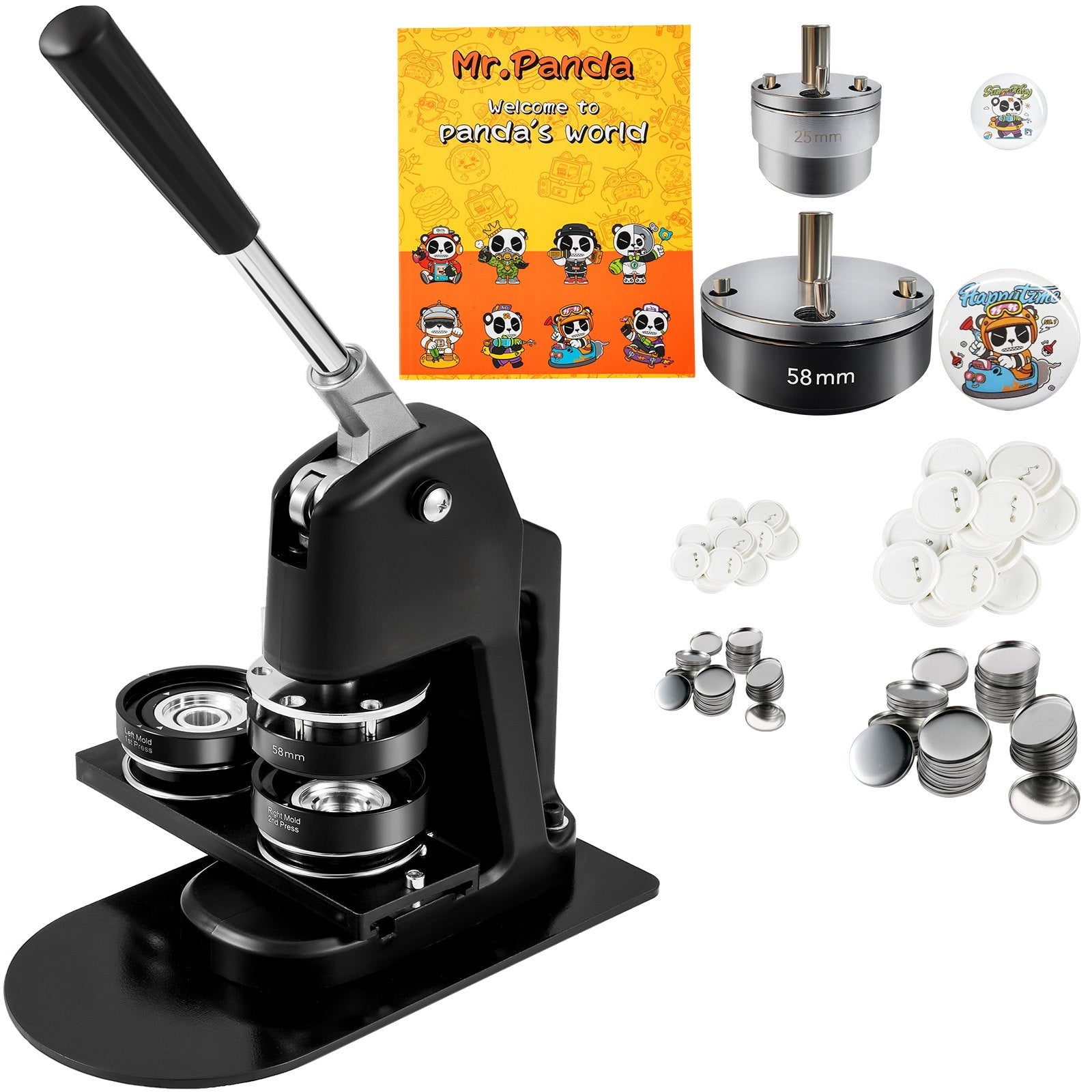 VEVOR Button Maker Machine, Multiple Sizes 1+2.25 Inch Badge Punch Press Kit, Children DIY Gifts Pin Maker, Button Making Supplies with 500pcs Button Parts & Circle Cutter & Magic Book 