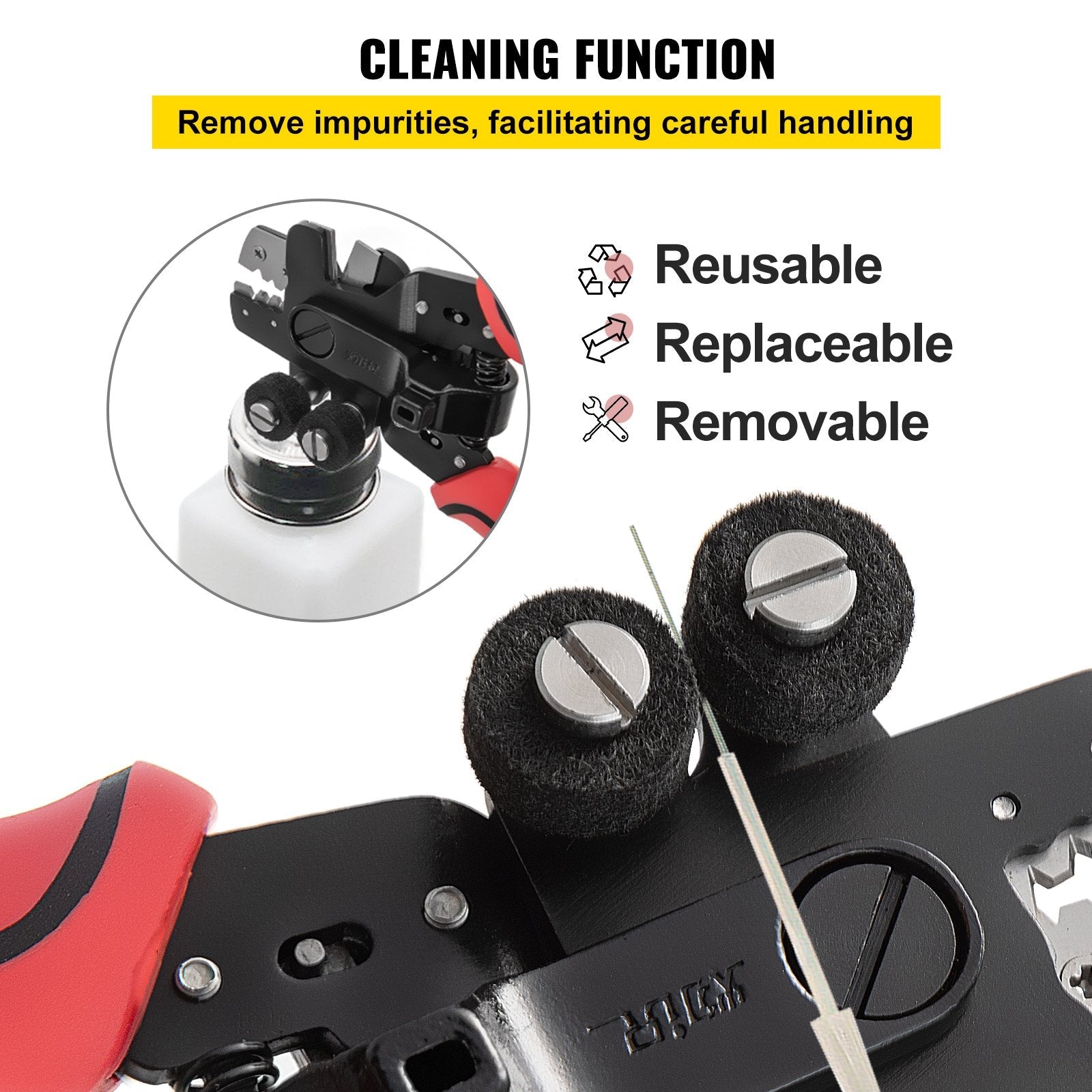 VEVOR Fiber Optic Stripper, 4 in 1 Wire Cutters Pliers, Three Hole Fiber Stripping Plier w/Wire Cutter for Stripping, Cutting and Cleaning, Applied in Electrical Work and Maintenance 