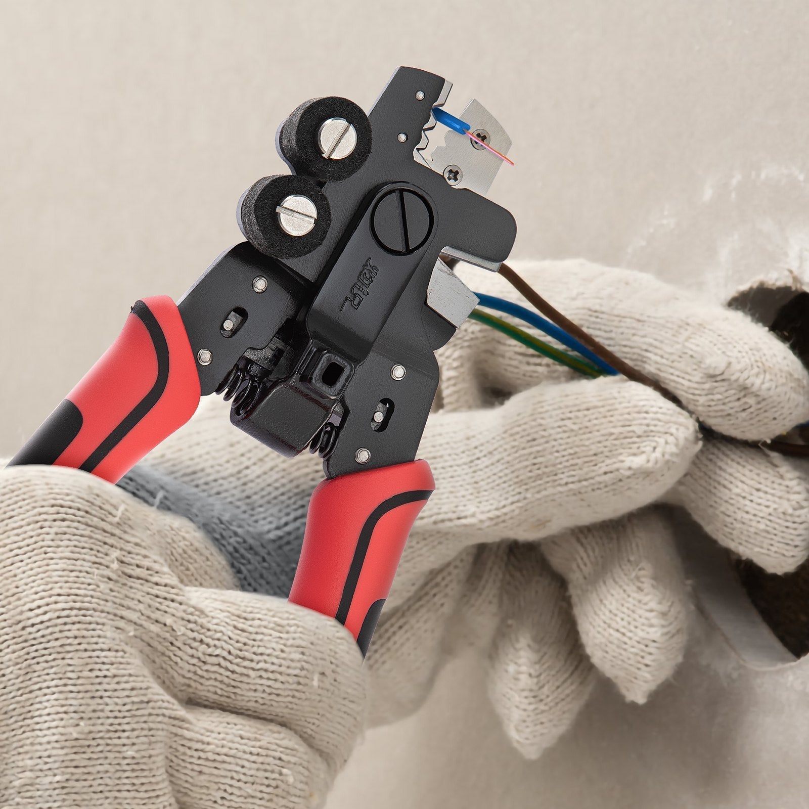 VEVOR Fiber Optic Stripper, 4 in 1 Wire Cutters Pliers, Three Hole Fiber Stripping Plier w/Wire Cutter for Stripping, Cutting and Cleaning, Applied in Electrical Work and Maintenance 