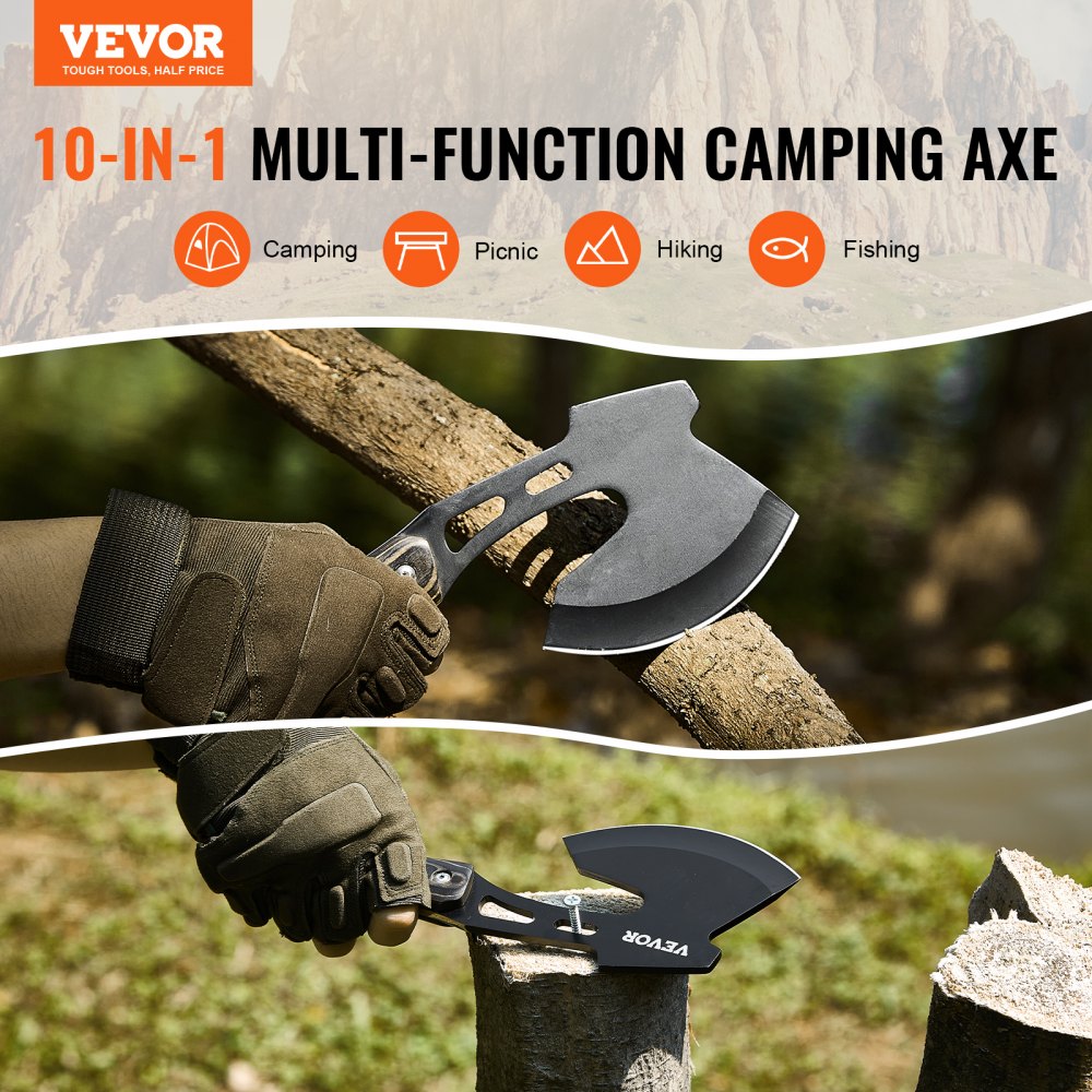 VEVOR Hunting Knife and Hatchet Axe Combo Set Sheath Fixed Blade Knife Camping 