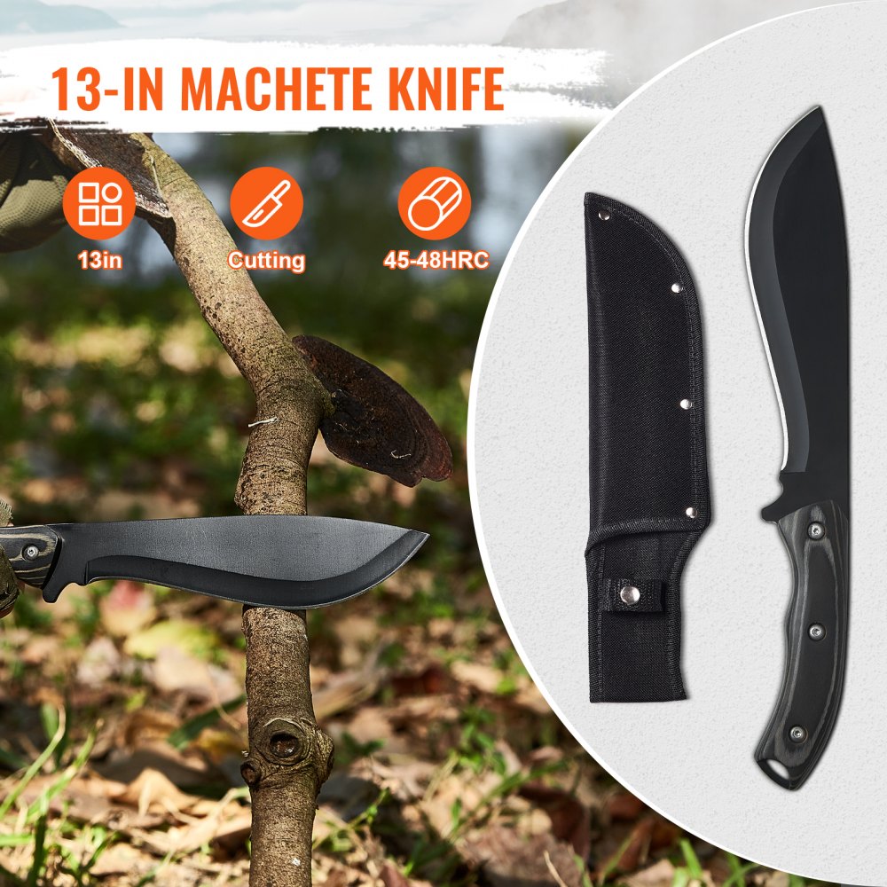 VEVOR Hunting Knife and Hatchet Axe Combo Set Sheath Fixed Blade Knife Camping 