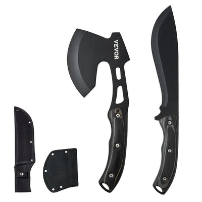 VEVOR Hunting Knife and Hatchet Axe Combo Set Sheath Fixed Blade Knife Camping 