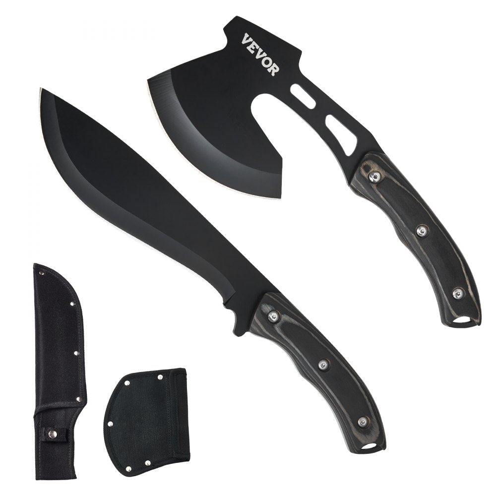 VEVOR Hunting Knife and Hatchet Axe Combo Set Sheath Fixed Blade Knife Camping 