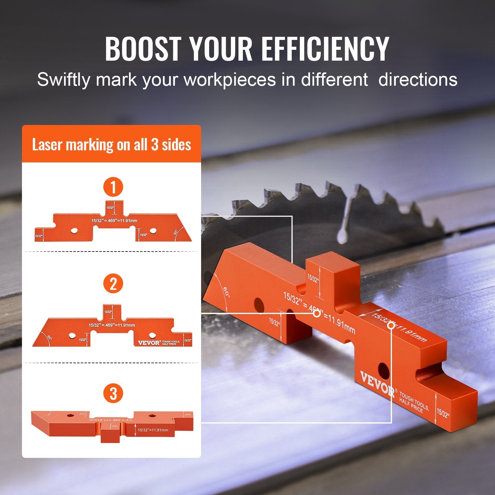 VEVOR Router Table Setup Bars, 14 pcs, Precision Aluminum Setup Blocks Height Gauge Set, with Laser Engraved Size Markings Storage Case, Measuring Depth Height Angle, for Router Table Saw Accessories 