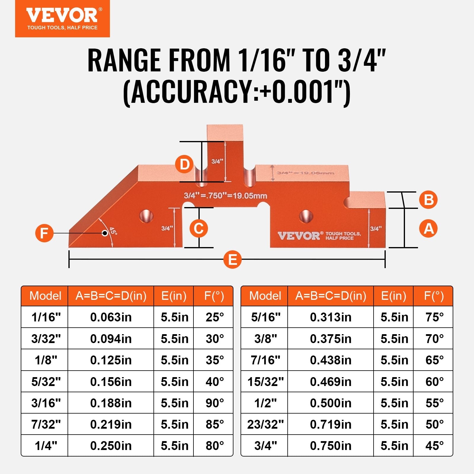 VEVOR Router Table Setup Bars, 14 pcs, Precision Aluminum Setup Blocks Height Gauge Set, with Laser Engraved Size Markings Storage Case, Measuring Depth Height Angle, for Router Table Saw Accessories 